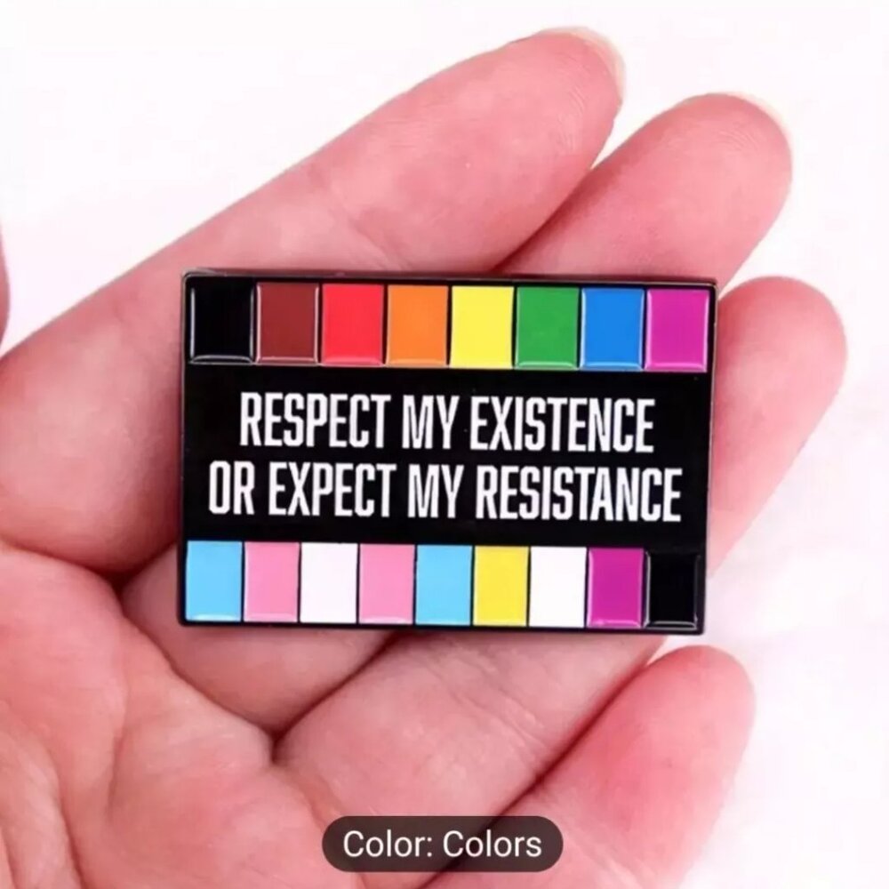 "Respect My Existence" Queer Gay Rainbow Pride Flag Hat/Lapel Enamel Pin Brooch